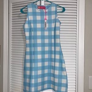 Blue and white plaid dress